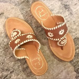 Jack Rogers Gold Speckled Mid Wedge in Carmel 5M